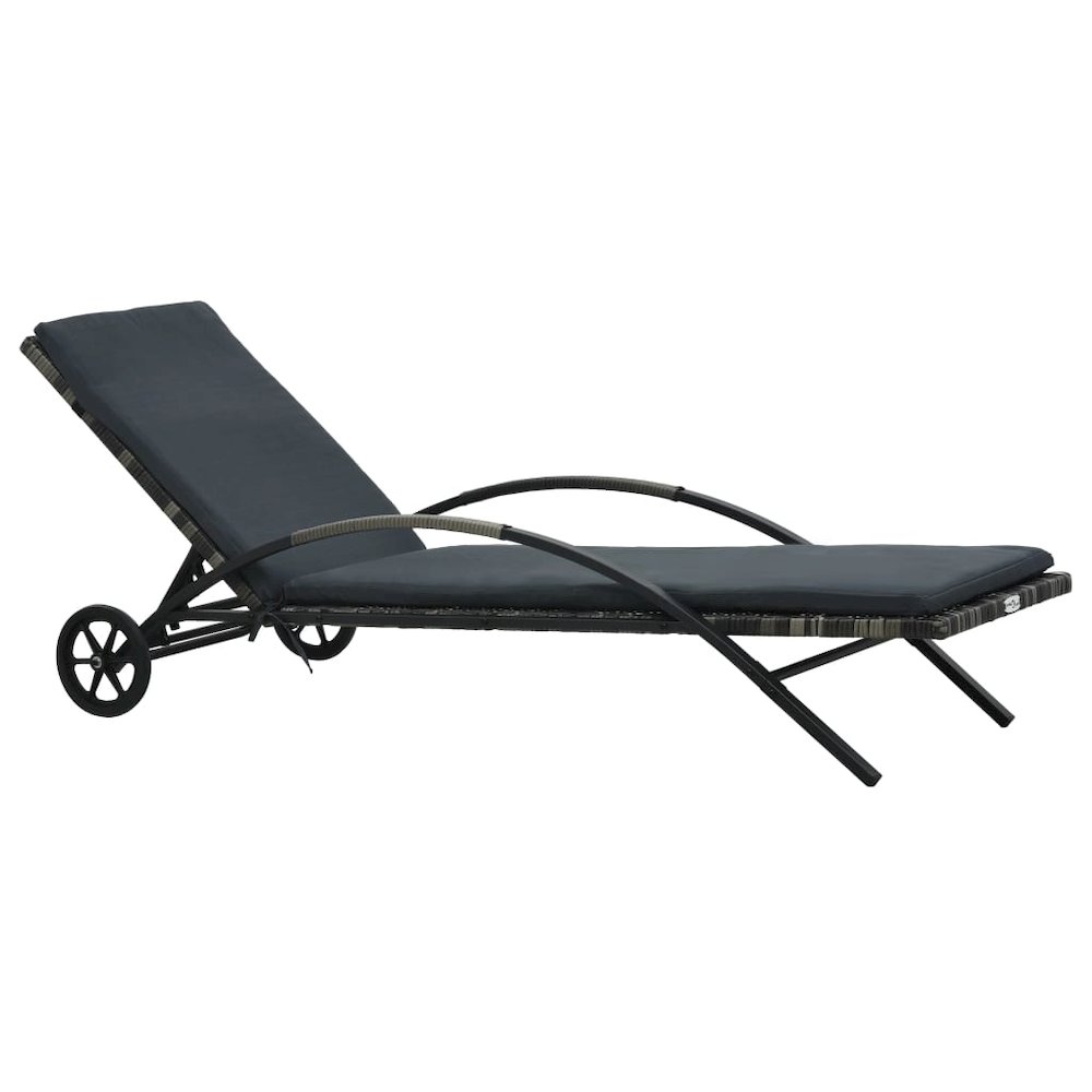 Sun Lounger Anthracite PE rattan 78.7 in long and 25.6 in wide. Picture 1