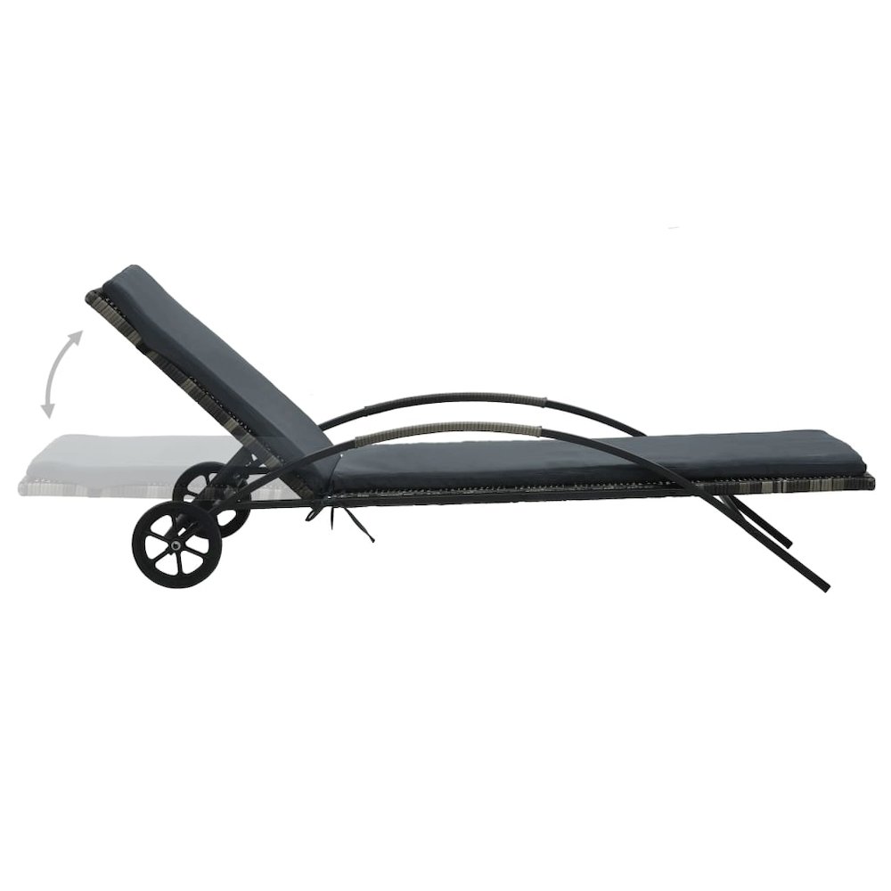 Sun Lounger Anthracite PE rattan 78.7 in long and 25.6 in wide. Picture 3