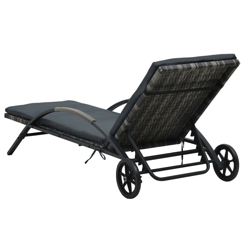 Sun Lounger Anthracite PE rattan 78.7 in long and 25.6 in wide. Picture 4