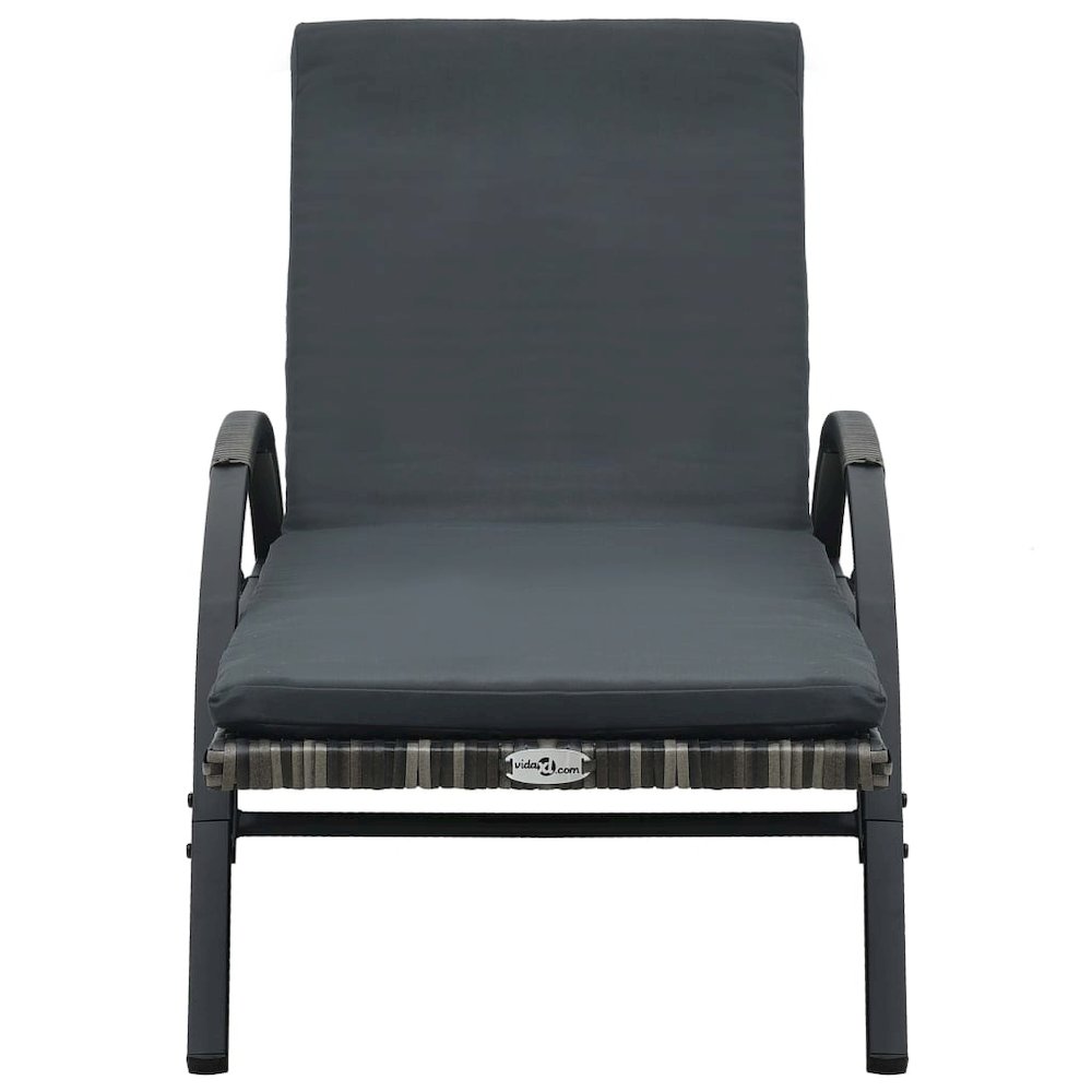Sun Lounger Anthracite PE rattan 78.7 in long and 25.6 in wide. Picture 5