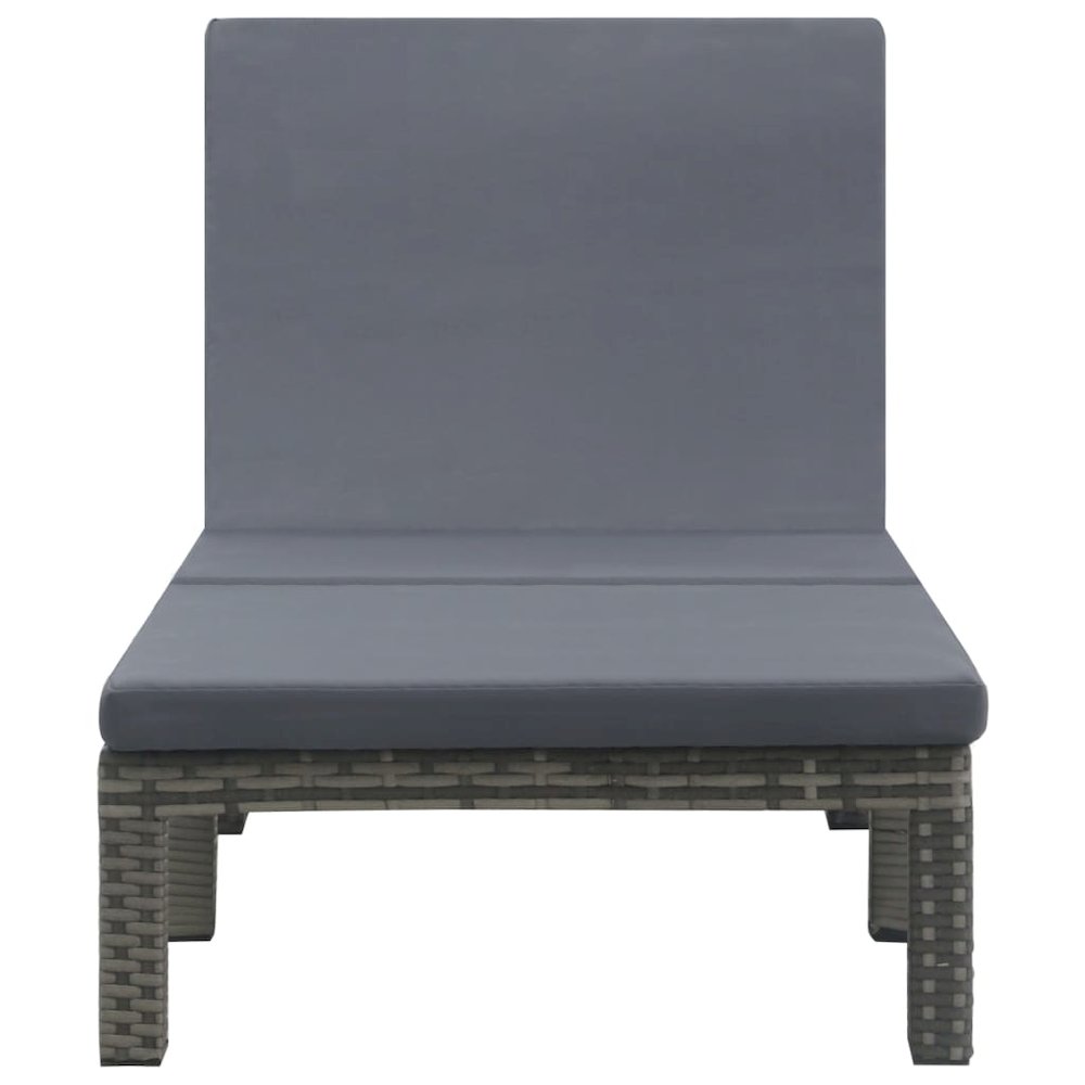 Sun Lounger Anthracite PE Rattan, Powder-Coated Steel, 100% Polyester. Picture 2