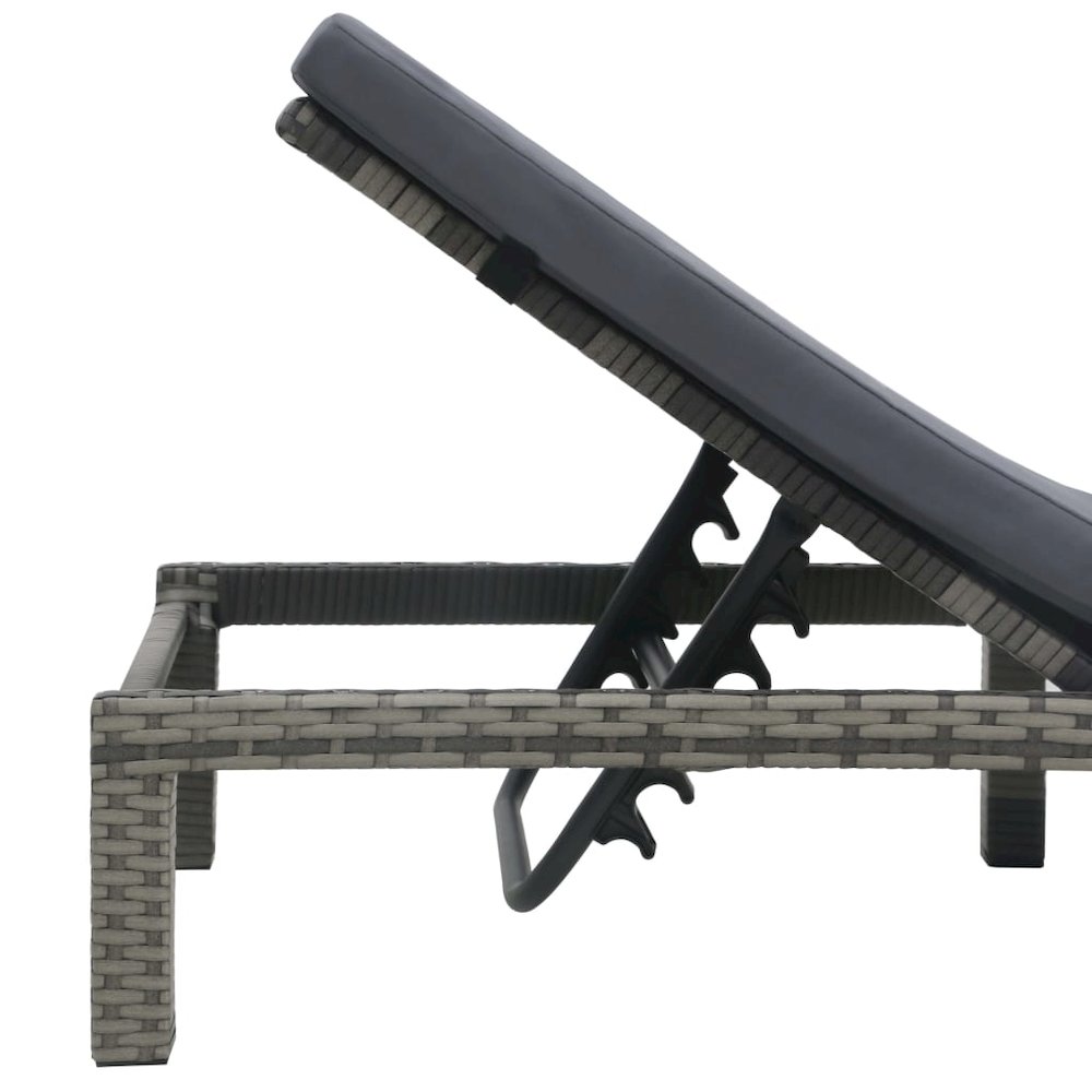 Sun Lounger Anthracite PE Rattan, Powder-Coated Steel, 100% Polyester. Picture 5