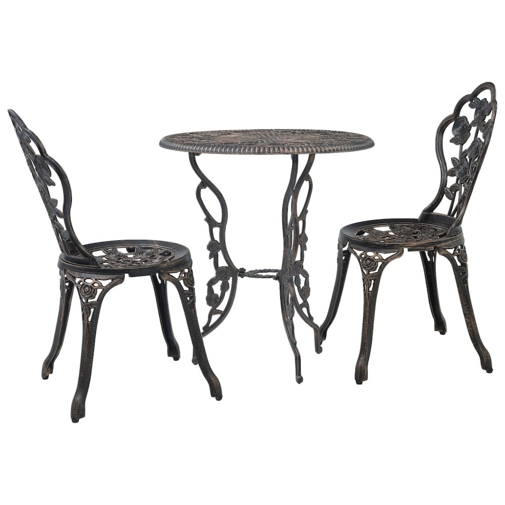 Bistro Set Bronze Cast Aluminum Compact Durable Bistro Set. Picture 1