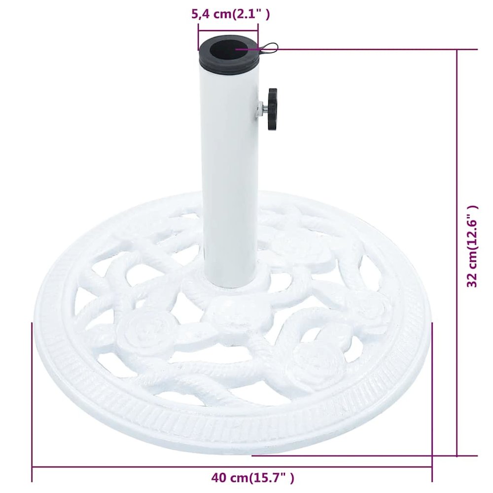 Umbrella Base White Cast iron 15.7 in diameter base. Picture 10