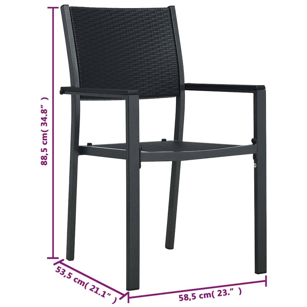 Garden Chair Set of 2 Black Plastic and steel Standard. Picture 9