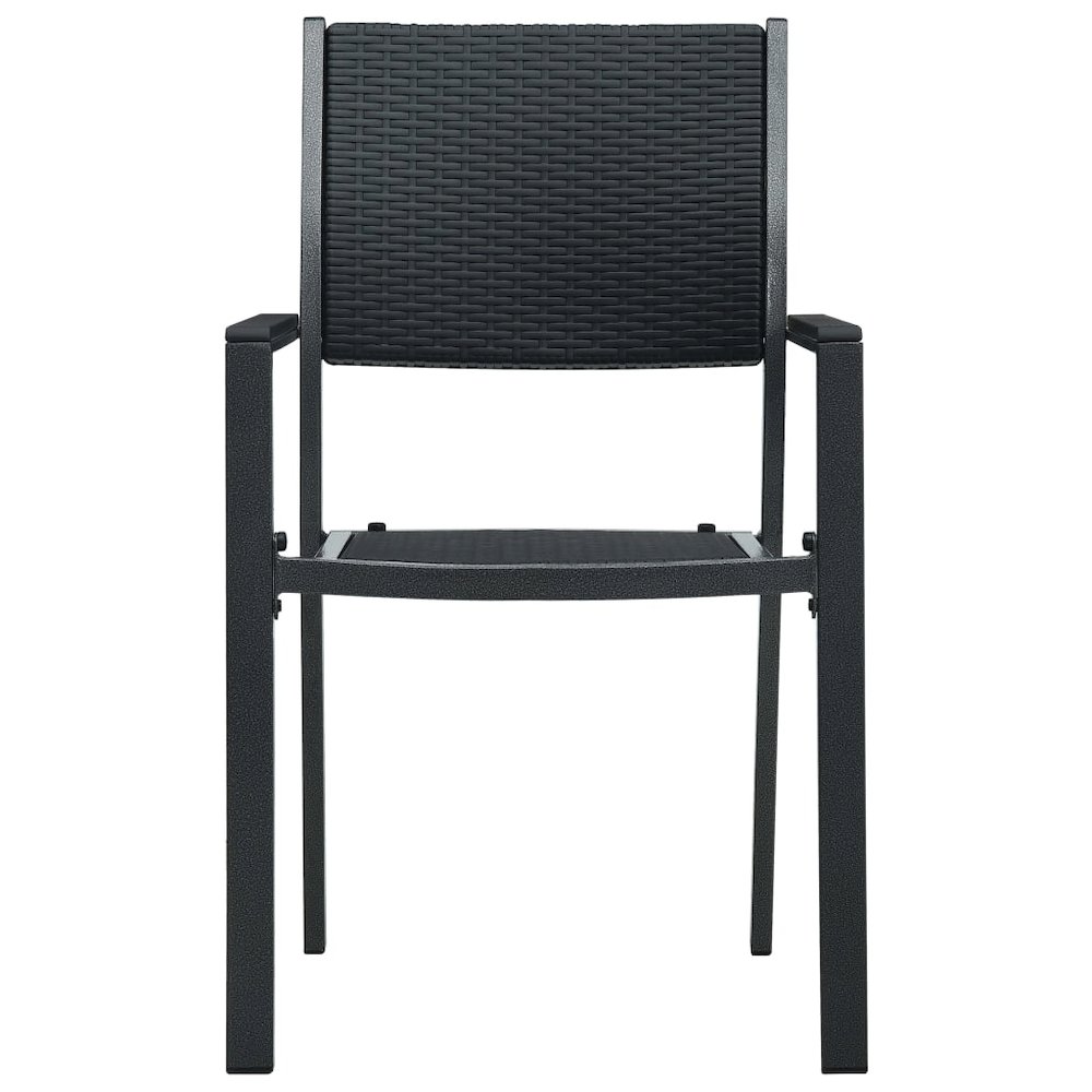 Garden Chair Set of 4 Black Plastic, Steel Standard Lightweight. Picture 3