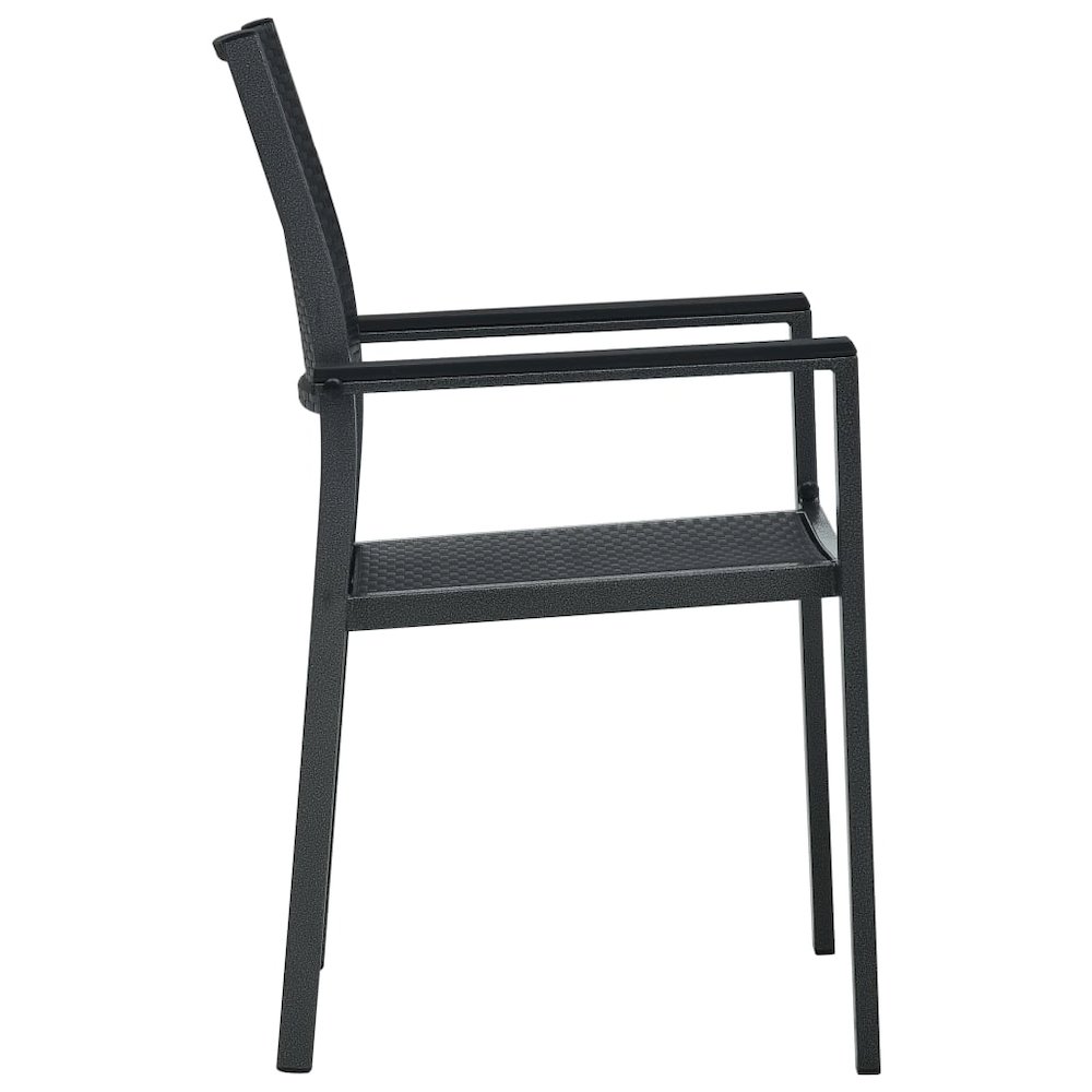 Garden Chair Set of 4 Black Plastic, Steel Standard Lightweight. Picture 4