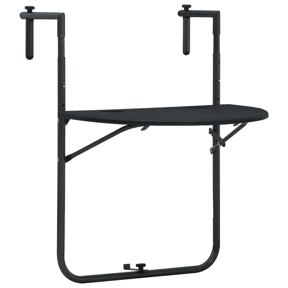 Balcony Table Black Plastic 23.6x25.2x32.9 in Foldable. Picture 1