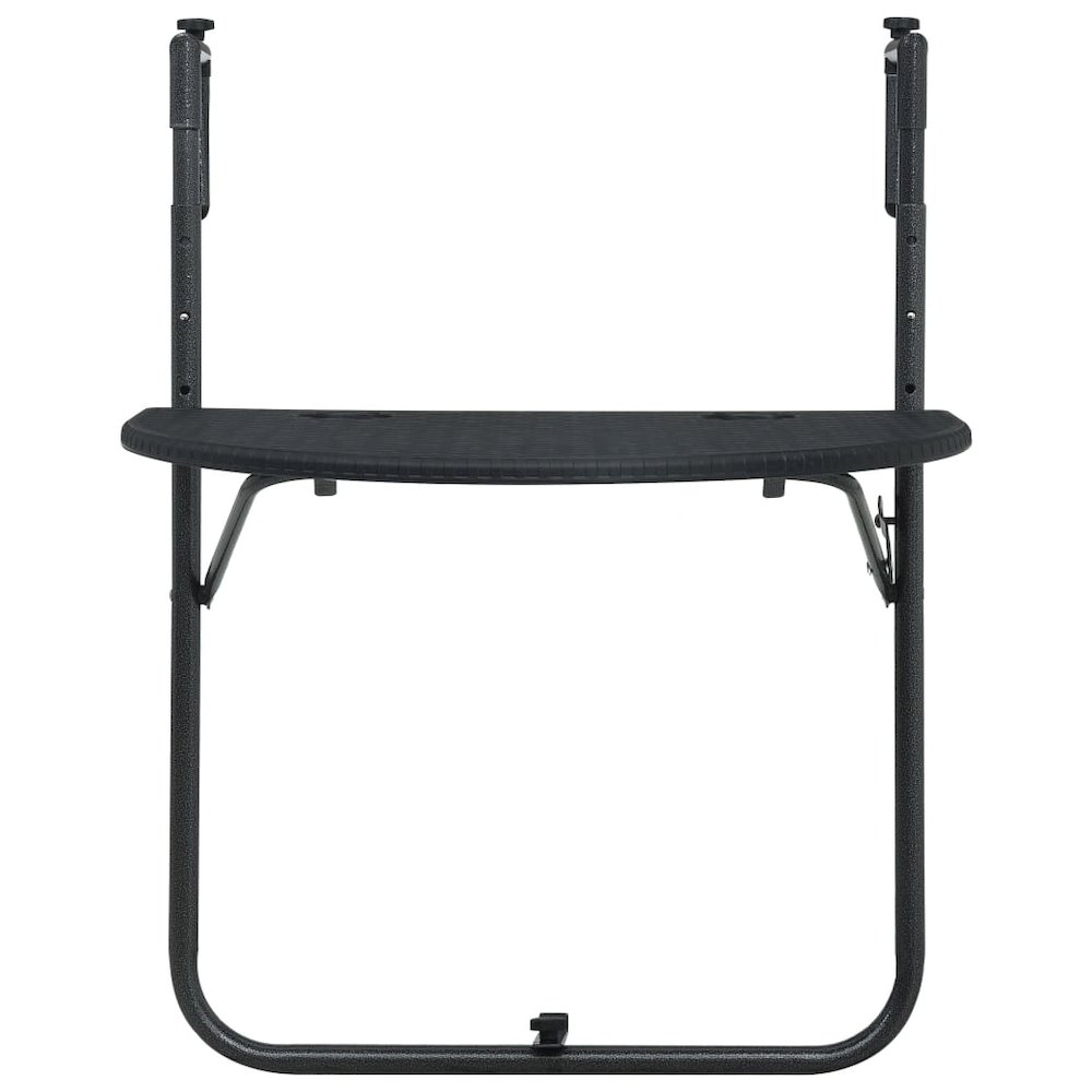 Balcony Table Black Plastic 23.6x25.2x32.9 in Foldable. Picture 2