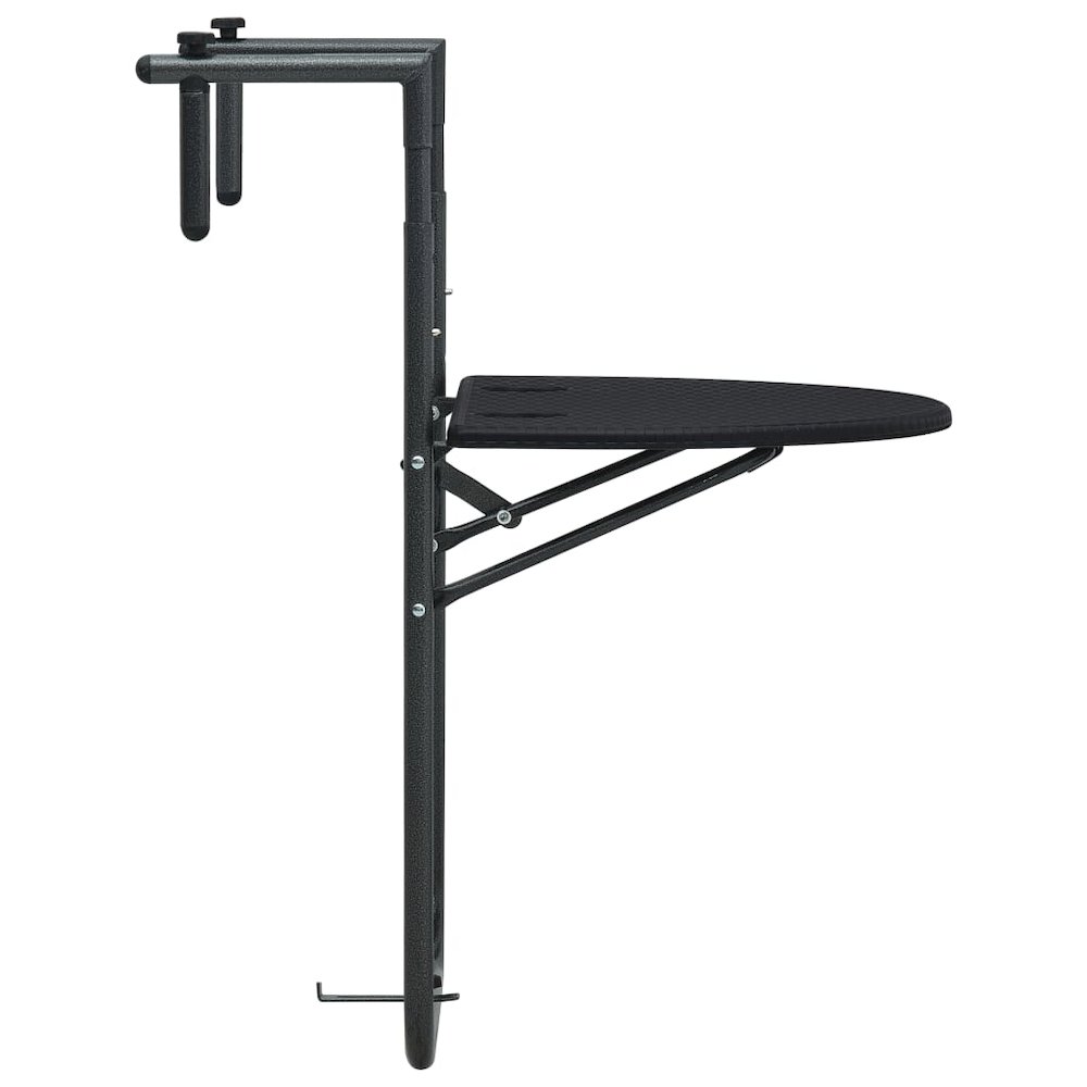 Balcony Table Black Plastic 23.6x25.2x32.9 in Foldable. Picture 3
