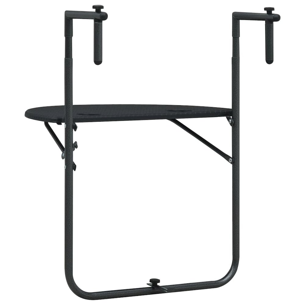 Balcony Table Black Plastic 23.6x25.2x32.9 in Foldable. Picture 4