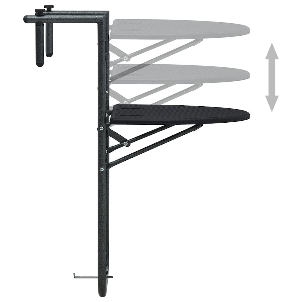 Balcony Table Black Plastic 23.6x25.2x32.9 in Foldable. Picture 5