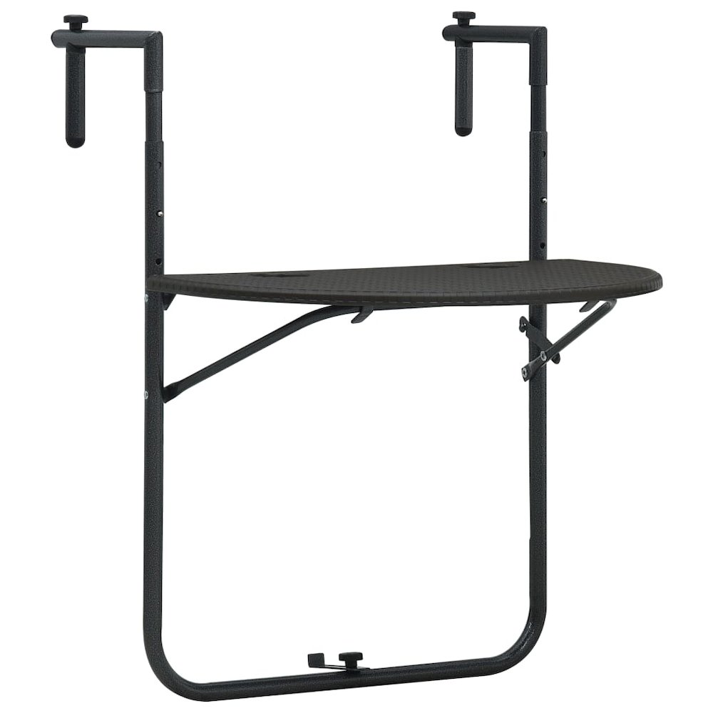 Balcony Table Brown Plastic, Steel Medium Foldable. Picture 1