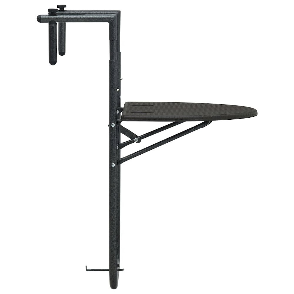 Balcony Table Brown Plastic, Steel Medium Foldable. Picture 3