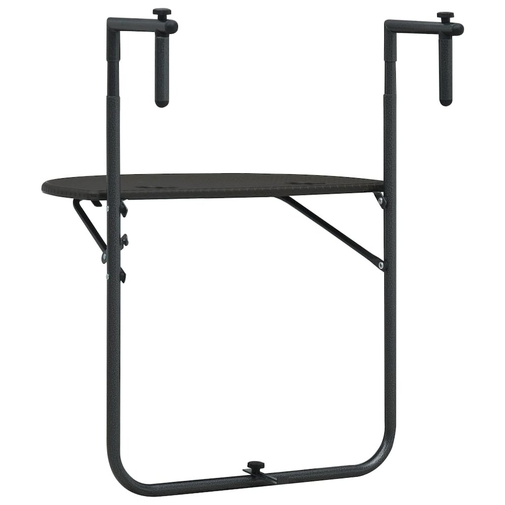 Balcony Table Brown Plastic, Steel Medium Foldable. Picture 4