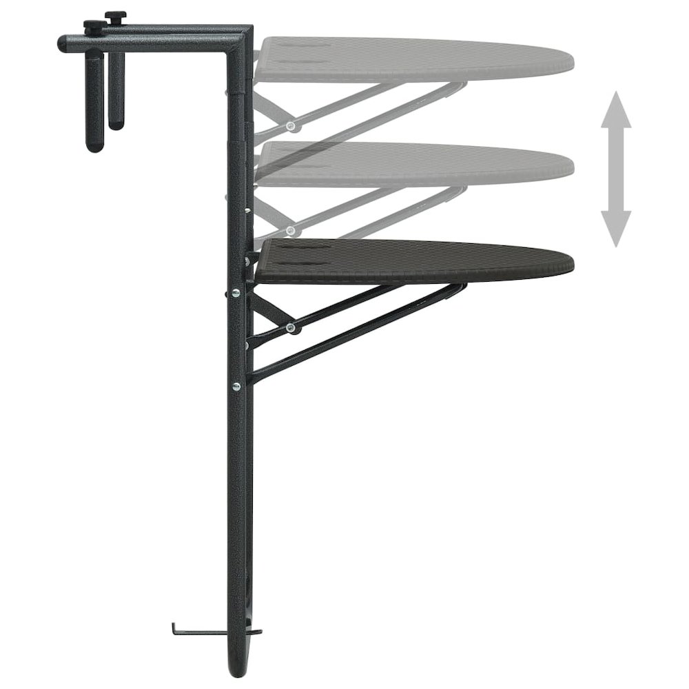 Balcony Table Brown Plastic, Steel Medium Foldable. Picture 5