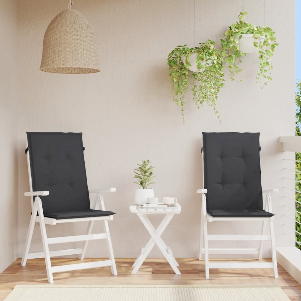 Highback Chair Cushion Set of 2 Black 100% polyester. Picture 1