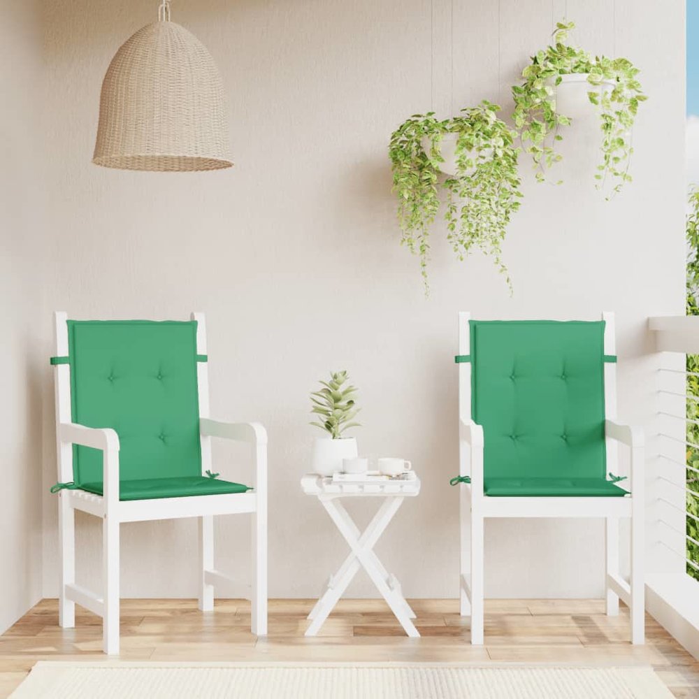 Lowback Chair Cushion Set of 2 Green Oxford fabric (100% polyester). Picture 1