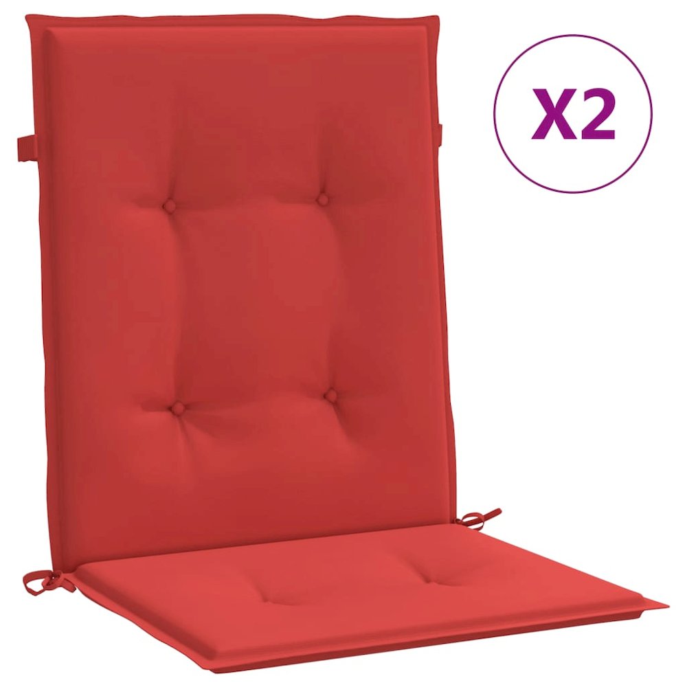 Lowback Chair Cushion Set of 2 Red Oxford fabric (100% polyester). Picture 2