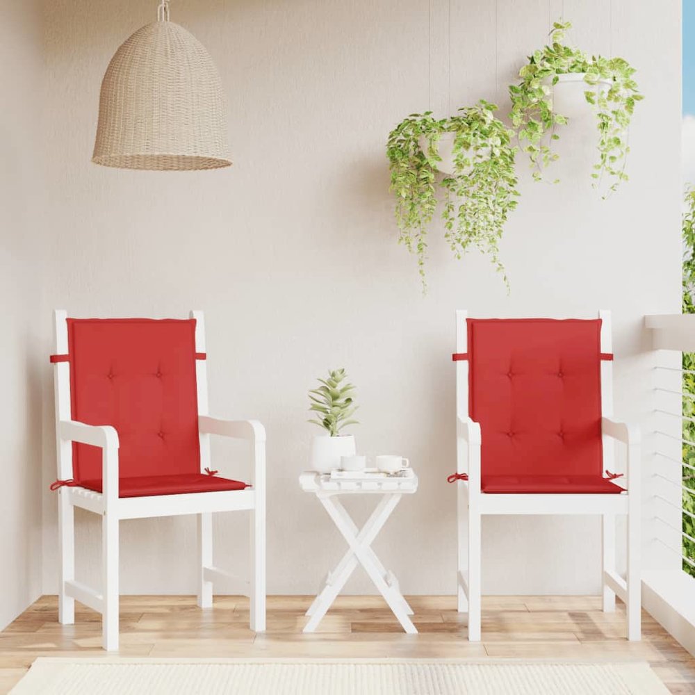Lowback Chair Cushion Set of 2 Red Oxford fabric (100% polyester). Picture 1
