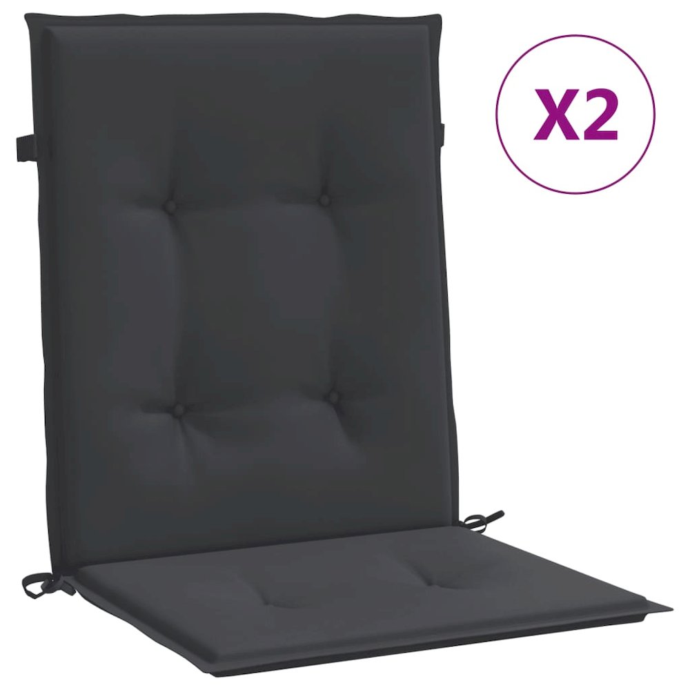 Lowback Chair Cushion Set of 2 Black Oxford fabric (100% polyester). Picture 2