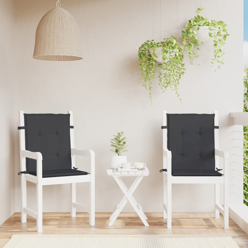 Lowback Chair Cushion Set of 2 Black Oxford fabric (100% polyester). Picture 1