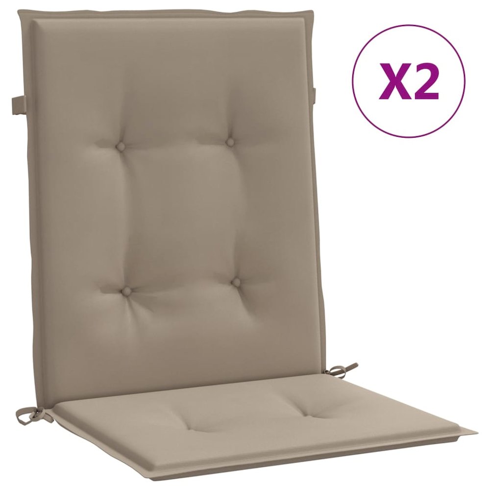 Lowback Chair Cushion Set of 2 Taupe Oxford fabric (100% polyester). Picture 2