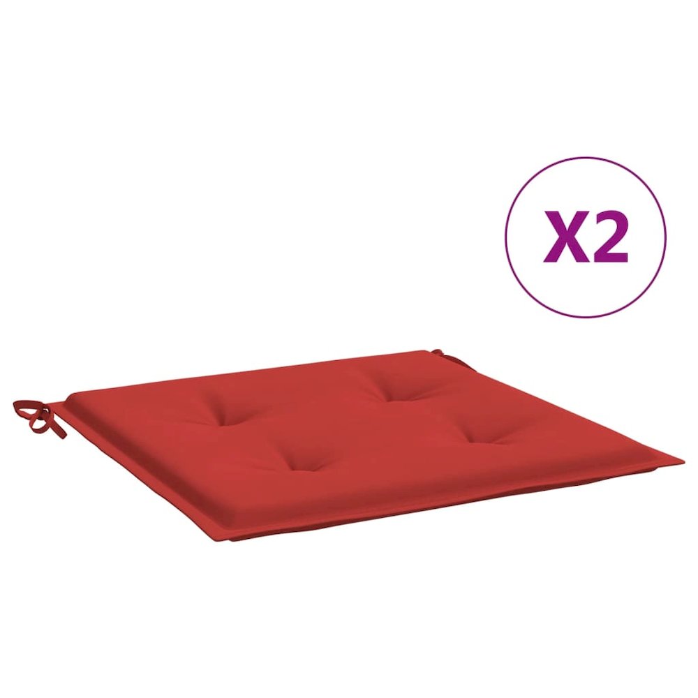 Chair Cushion Set of 2 Red Oxford fabric, Foam fiber Medium. Picture 2