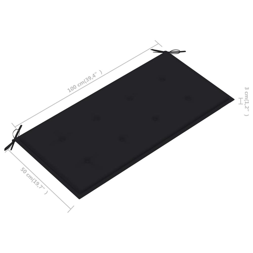Garden Bench Cushion Black Oxford fabric (100% polyester). Picture 5