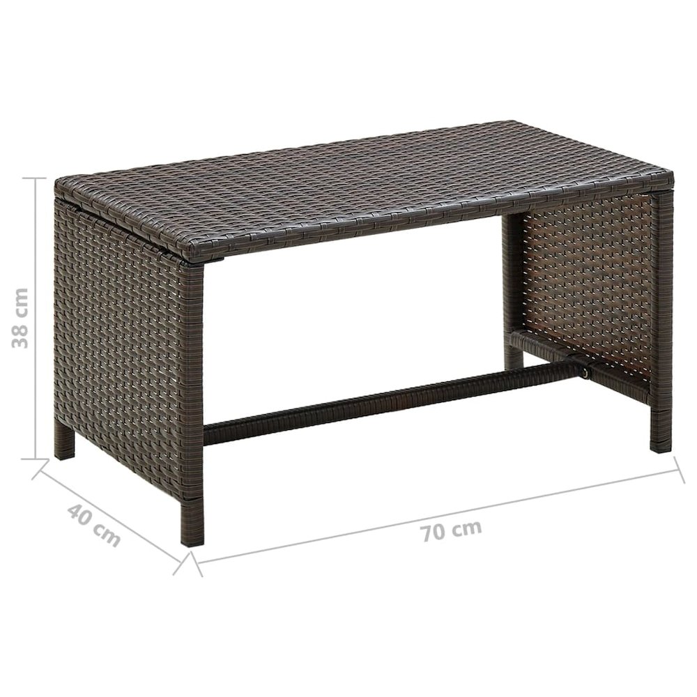 Coffee Table Brown Polyethylene rattan, powder-coated steel 27.6 in. Picture 4
