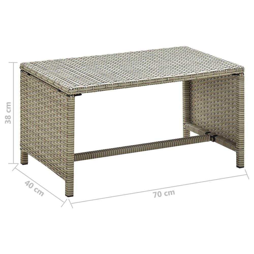 Coffee Table Beige PE Rattan, Powder-Coated Steel 70 in Table. Picture 4