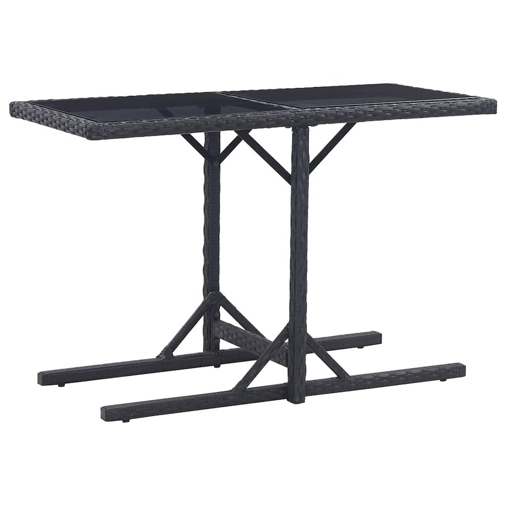 Outdoor Table Black Poly rattan, powder-coated steel, glass. Picture 1