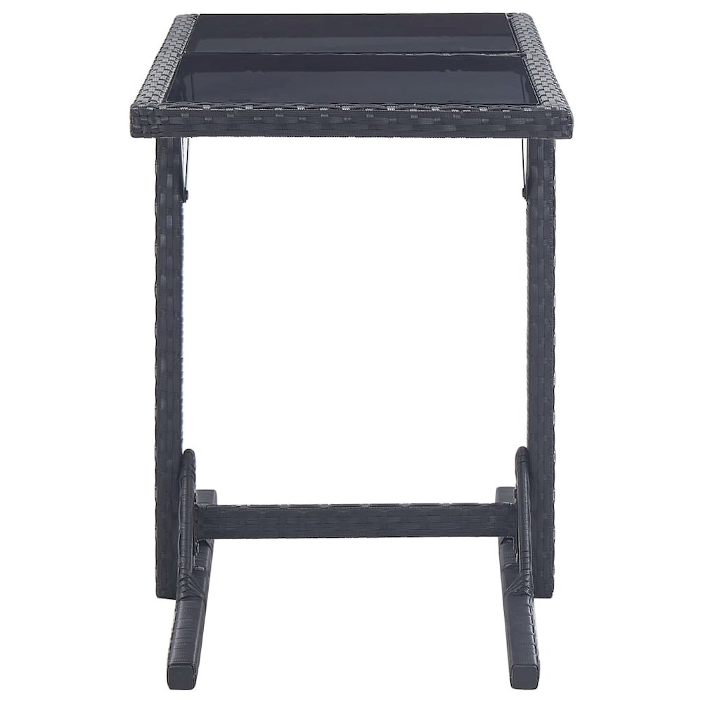 Outdoor Table Black Poly rattan, powder-coated steel, glass. Picture 3