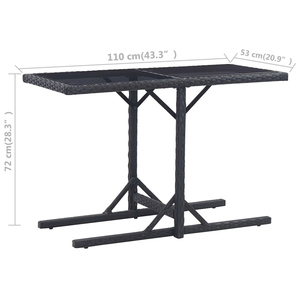 Outdoor Table Black Poly rattan, powder-coated steel, glass. Picture 6