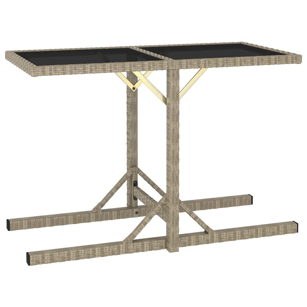 Outdoor Table Beige Poly rattan, powder-coated steel, glass. Picture 1