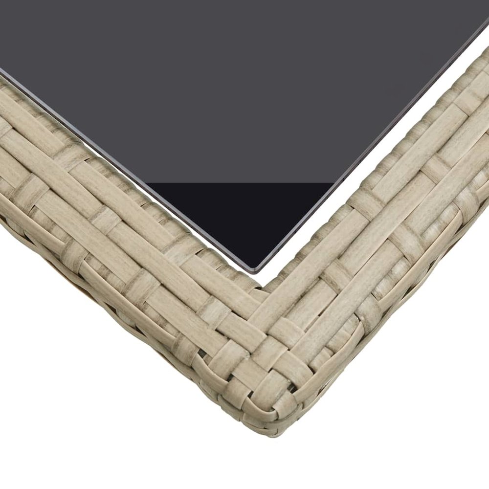 Outdoor Table Beige Poly rattan, powder-coated steel, glass. Picture 4