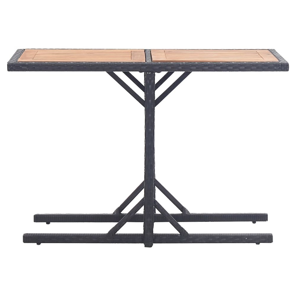Outdoor Table Black Poly rattan and solid acacia wood Medium. Picture 2