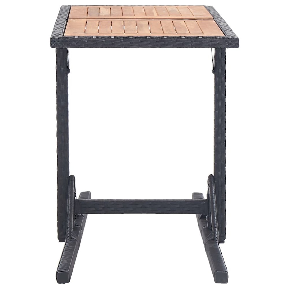 Outdoor Table Black Poly rattan and solid acacia wood Medium. Picture 3