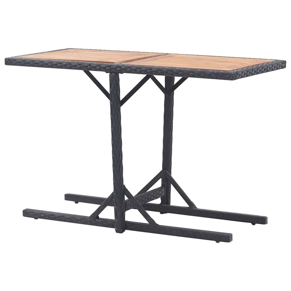Outdoor Table Black Poly rattan and solid acacia wood Medium. Picture 4