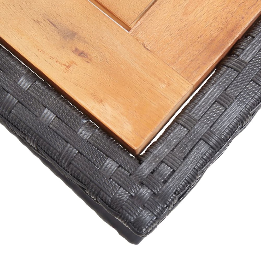Outdoor Table Black Poly rattan and solid acacia wood Medium. Picture 5