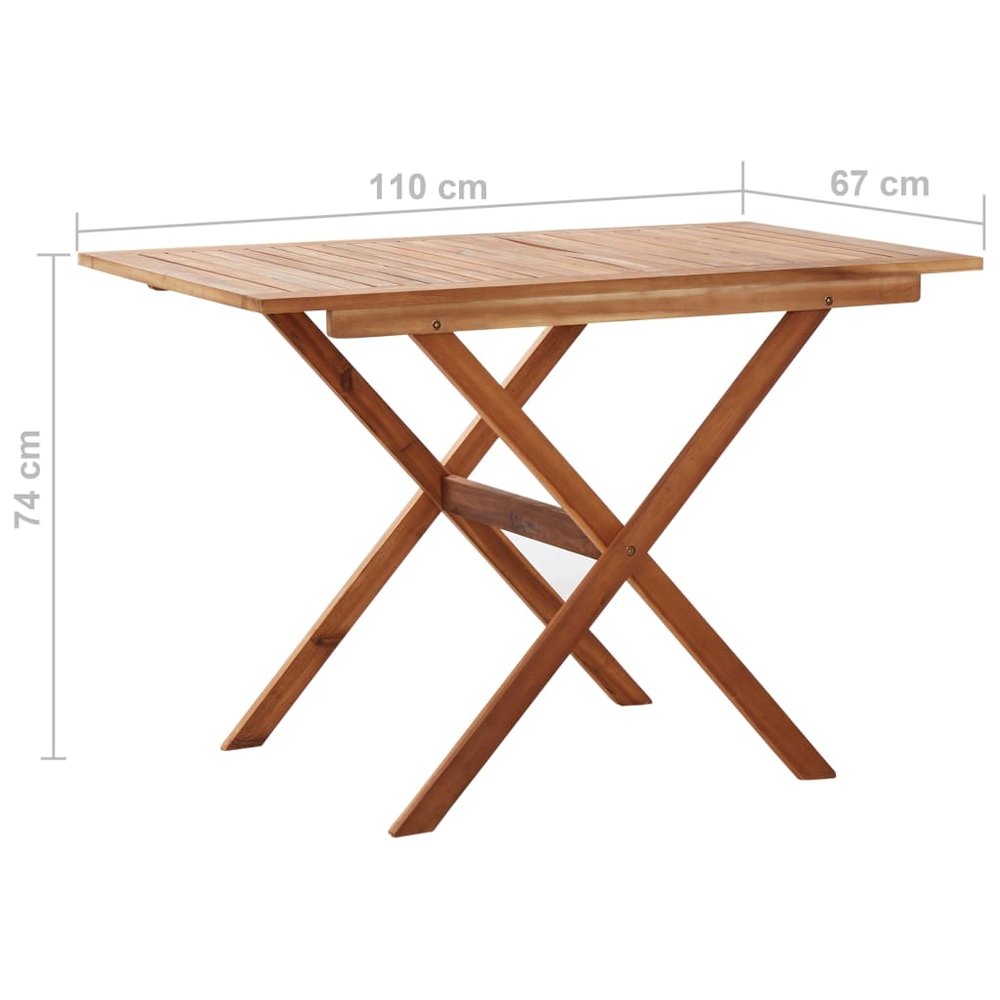 Outdoor Table Brown Solid Acacia Wood 43.3 x 26.4 x 29.1 in. Picture 6