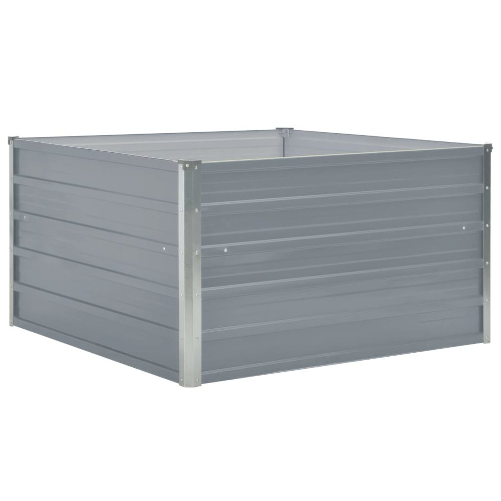 Raised Garden Bed Grey Galvanized Steel 39.4x39.4x17.7 in Durable. Picture 2