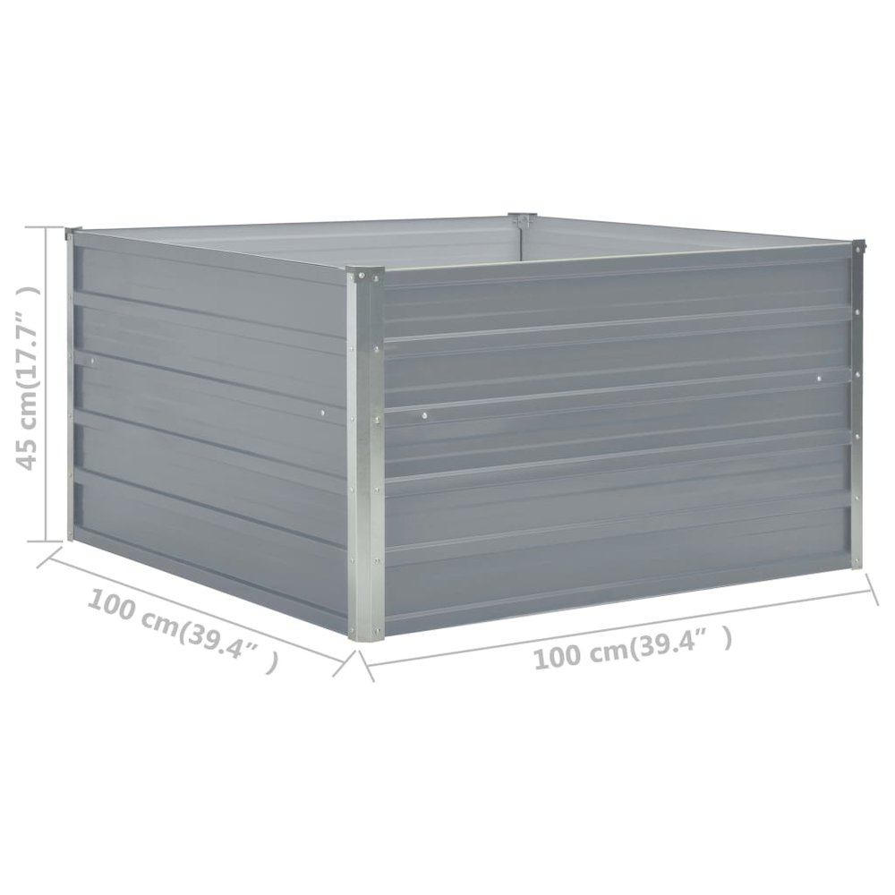 Raised Garden Bed Grey Galvanized Steel 39.4x39.4x17.7 in Durable. Picture 6