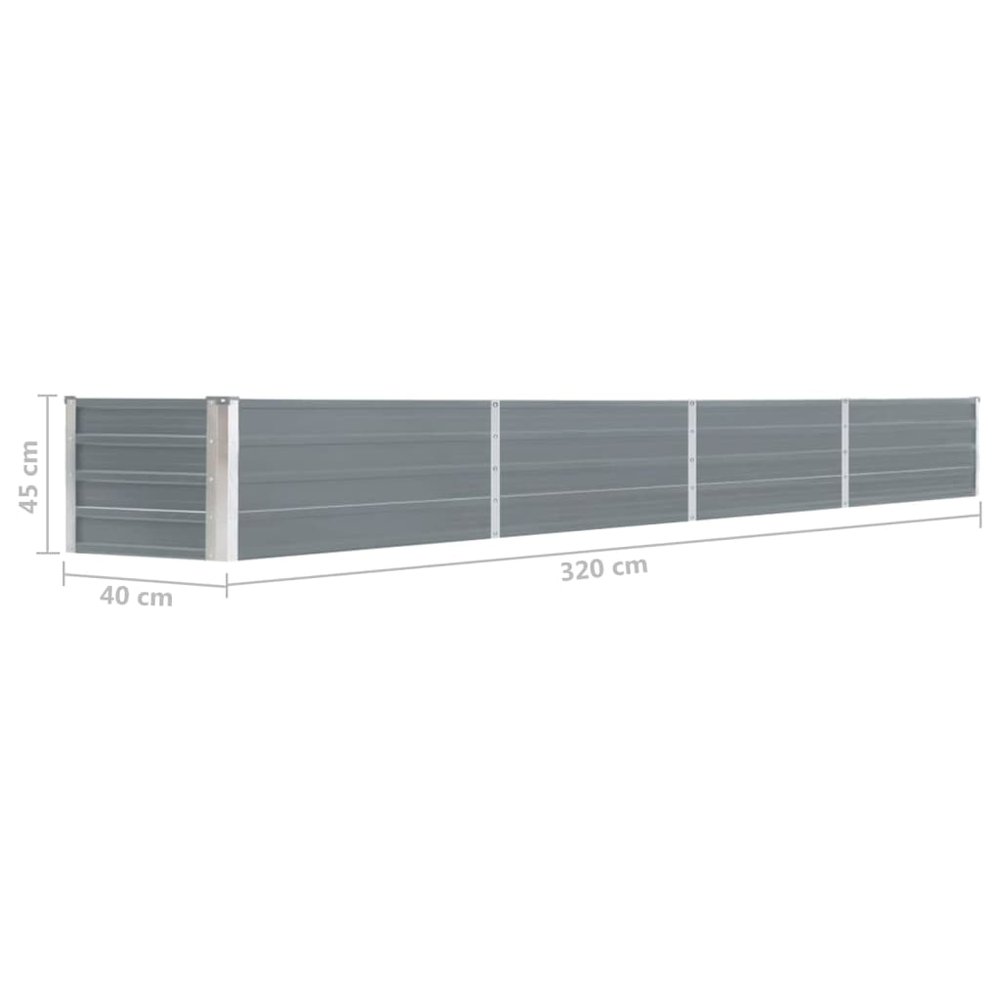 Raised Bed Grey Galvanized steel 126 x 15.7 x 17.7 in Durable. Picture 6