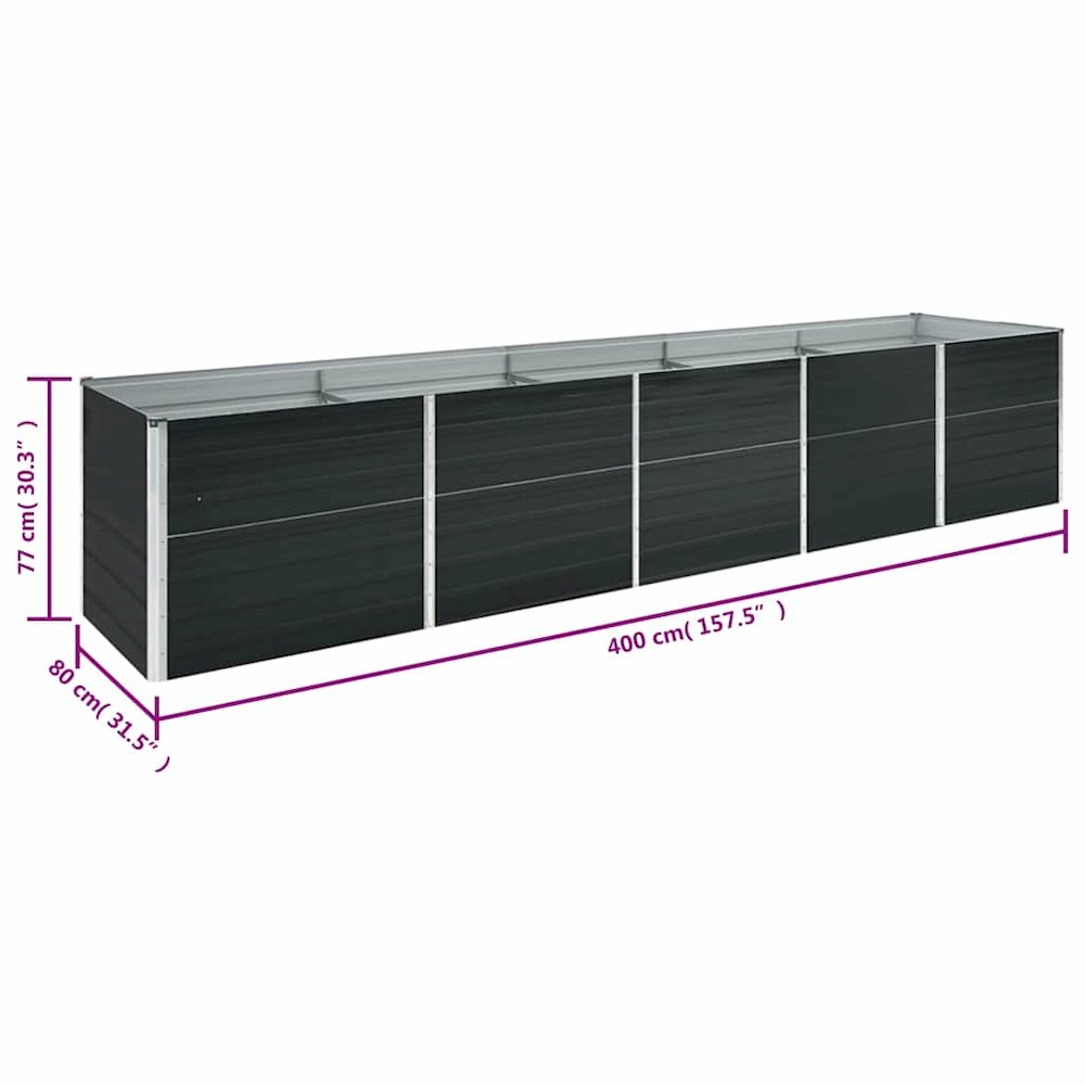 Raised Bed Anthracite Galvanized steel 157.5 x 31.5 x 30.3 in. Picture 9