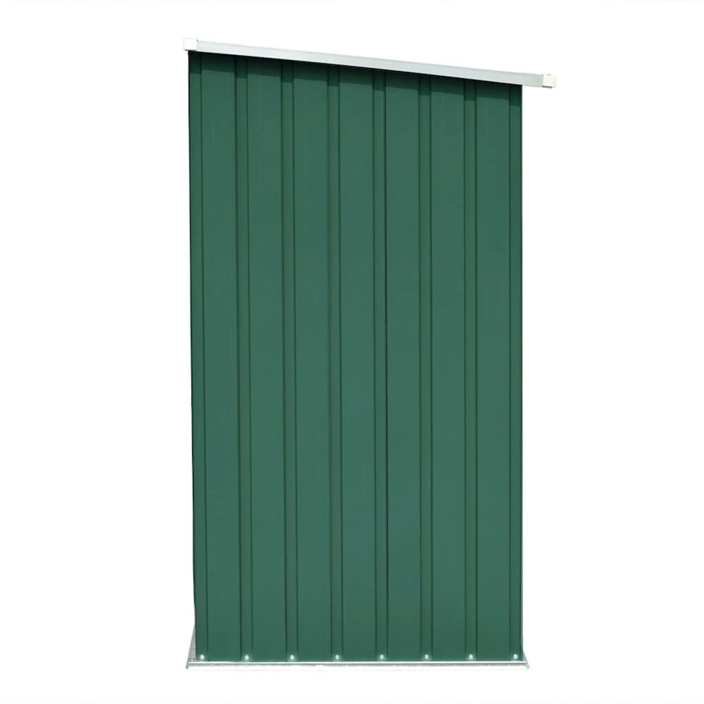vidaXL Garden Log Storage Shed Galvanized Steel 64.2"x32.7"x60.6" Green 7089. Picture 4