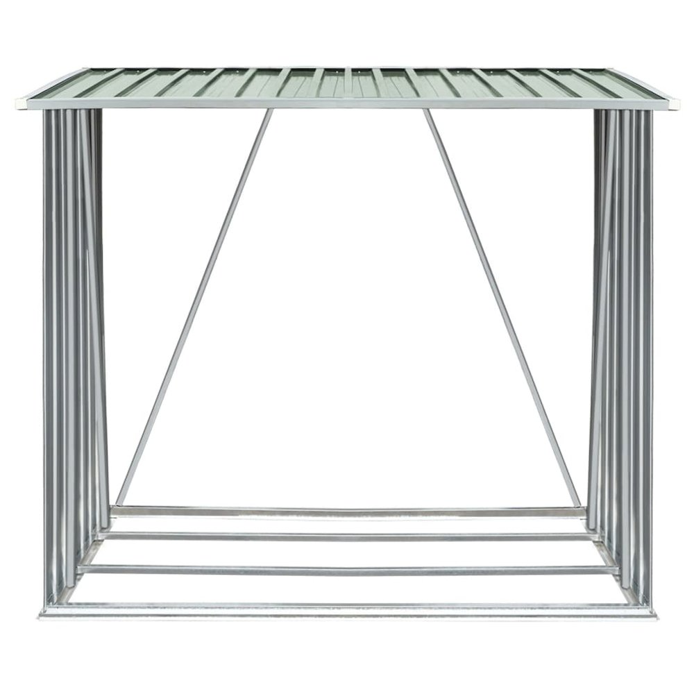 vidaXL Garden Log Storage Shed Galvanized Steel 64.2"x32.7"x60.6" Green 7089. Picture 5