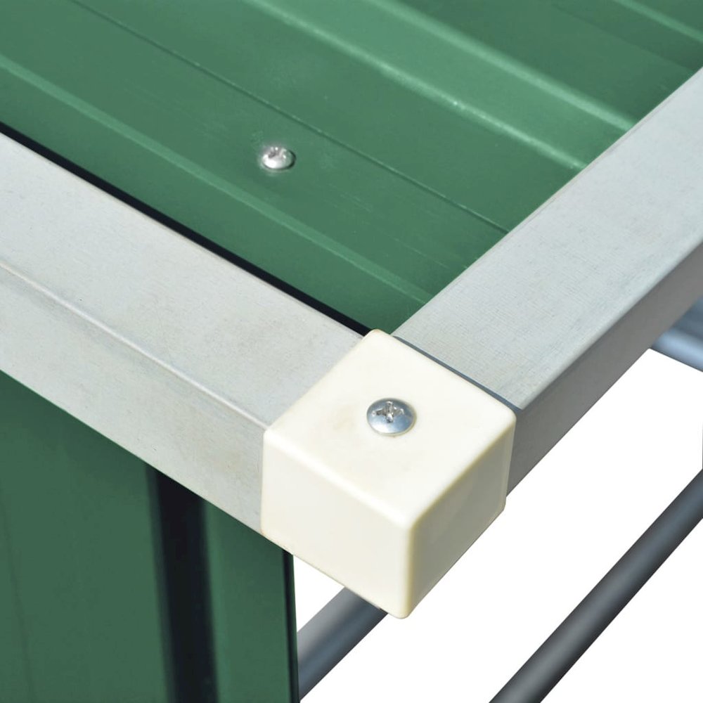 vidaXL Garden Log Storage Shed Galvanized Steel 64.2"x32.7"x60.6" Green 7089. Picture 6