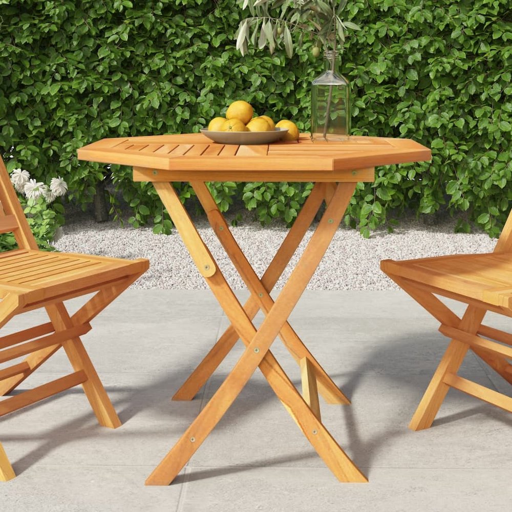 Garden Table Warm Teak Solid Teak Wood 33.5 x 33.5 x 29.9 in. Picture 1
