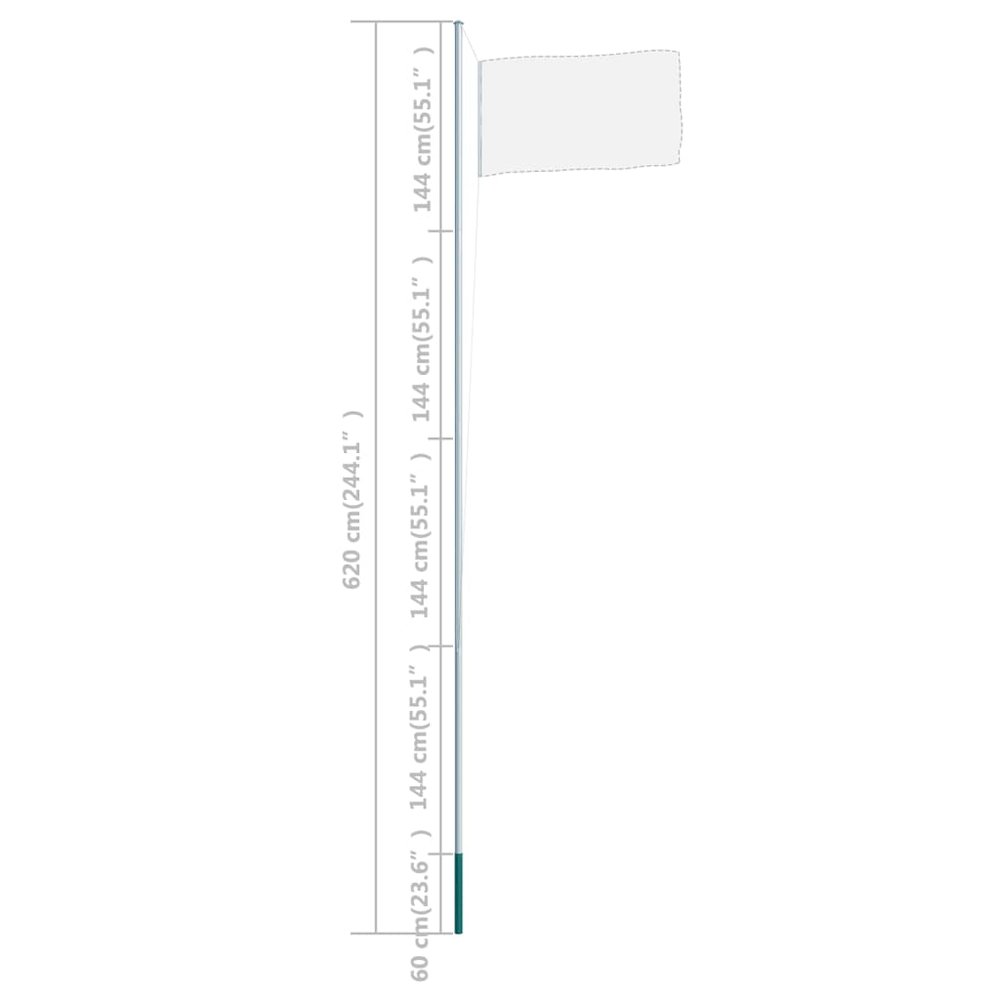 Flagpole Silver Aluminum 20.3 ft Flagpole Cylindrical Modern. Picture 4